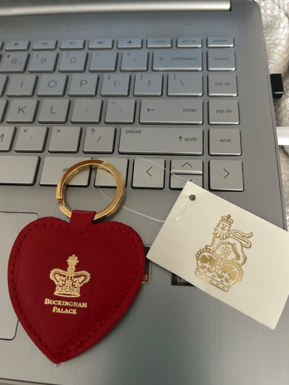 Red Heart Keyring with Gold-tone Ring